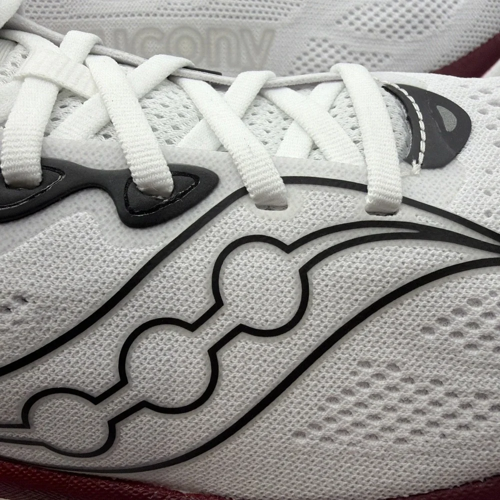 Saucony Mens Ride 19 Sneakers Runners Running Shoes in White/Crimson Size 10.5